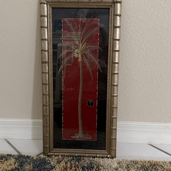 Tommy Bahama Style Tropical Palm Tree Picture in 10.5 inch x 22.75 inch Frame - Picture 8 of 9